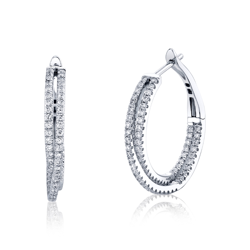 Crossover Diamond Hoop Earrings