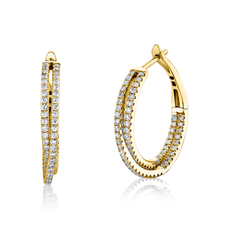 Crossover Diamond Hoop Earrings
