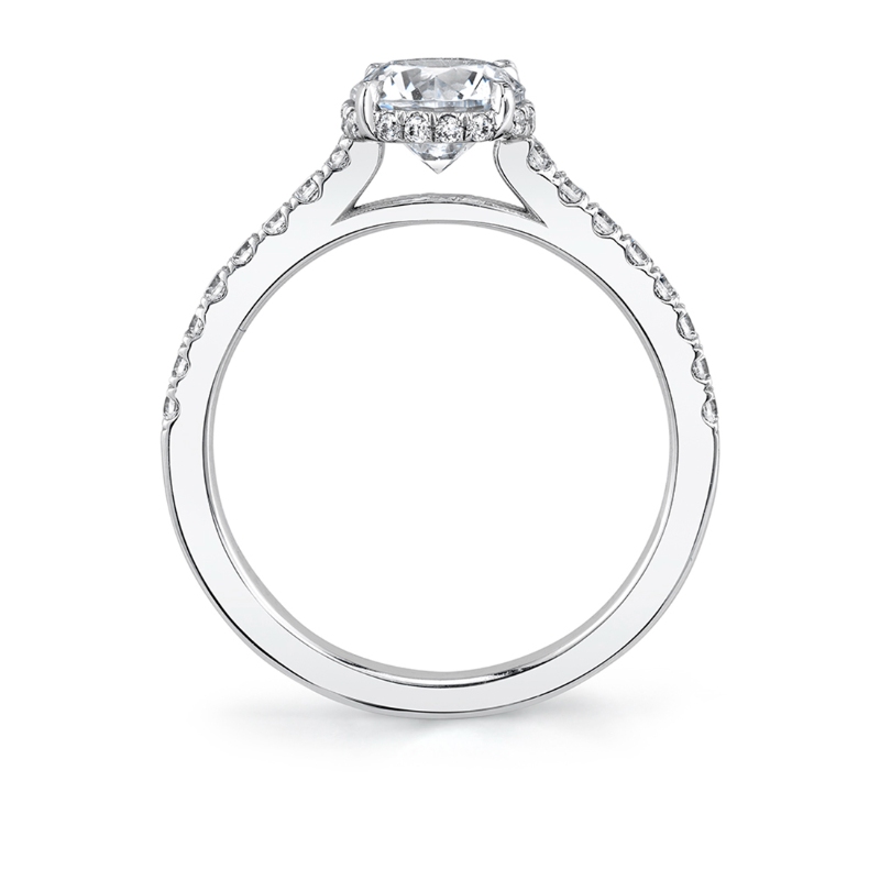 Round Cut Classic Hidden Halo Engagement Ring - Anastasia