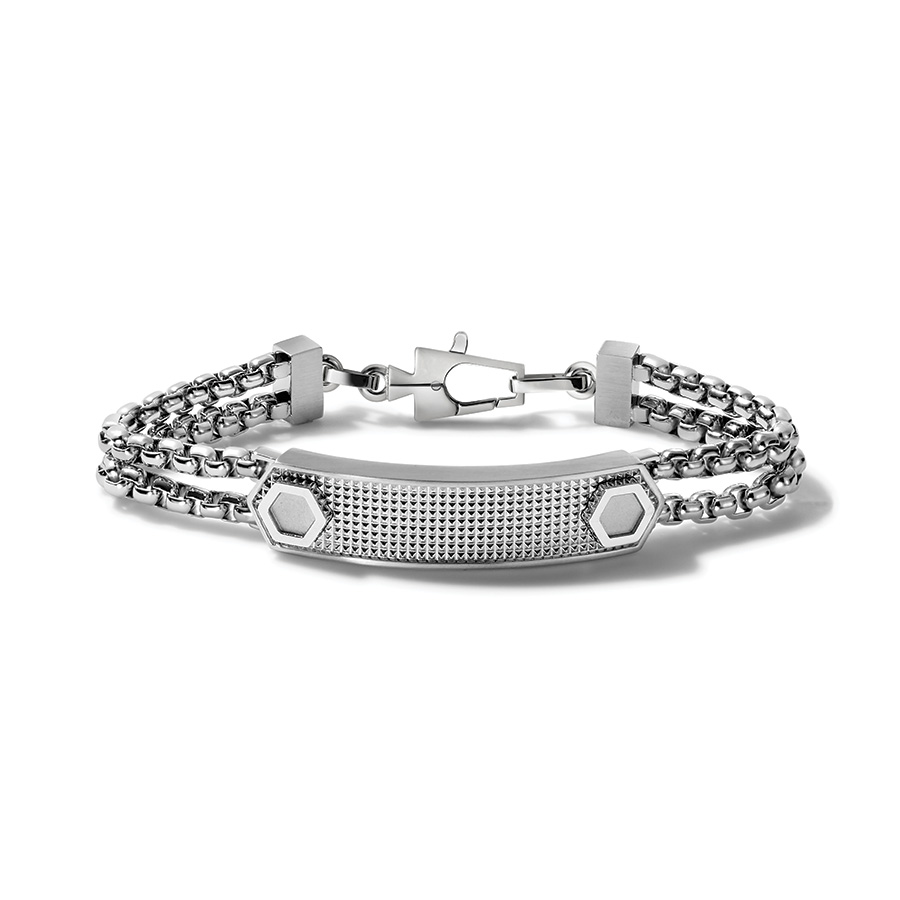 Bulova Stainless Steel Double-Chain ID Bracelet