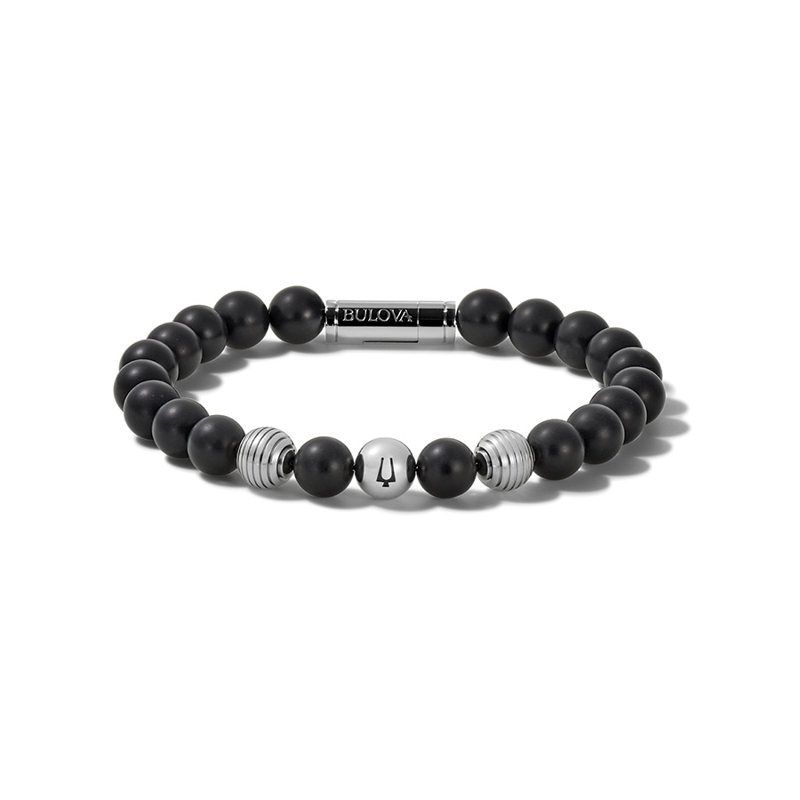Bulova Matte Onyx Bead Bracelet
