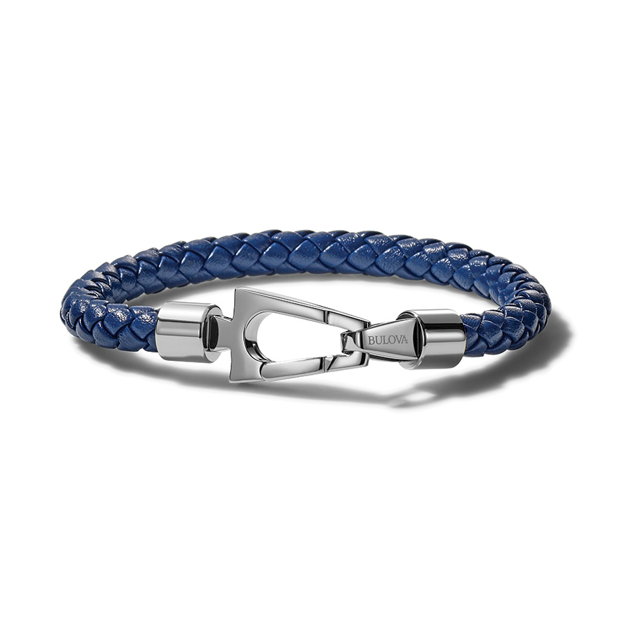 Bulova Blue Braided Leather Bracelet