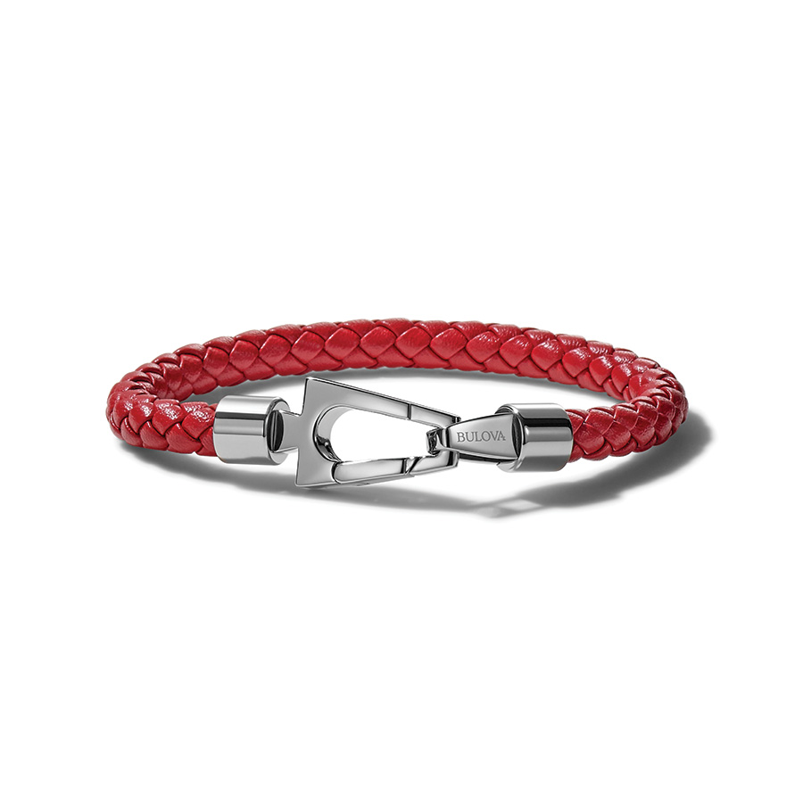 Bulova Red Braided Leather Bracelet