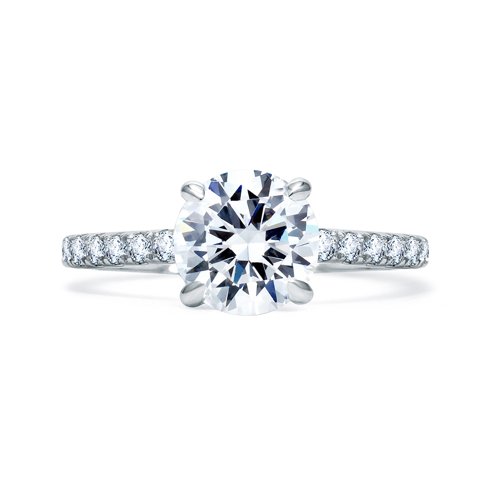 14K White Gold 0.33Ctw Semi Mount With 1.50Ct Round Head.