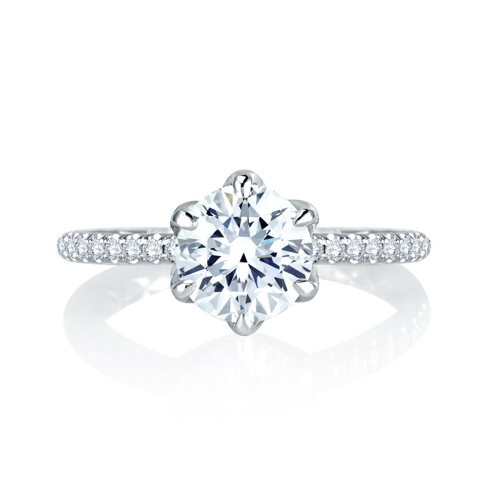 14K White Gold 0.33Ctw Semi Mount With 1.50Ct Head.