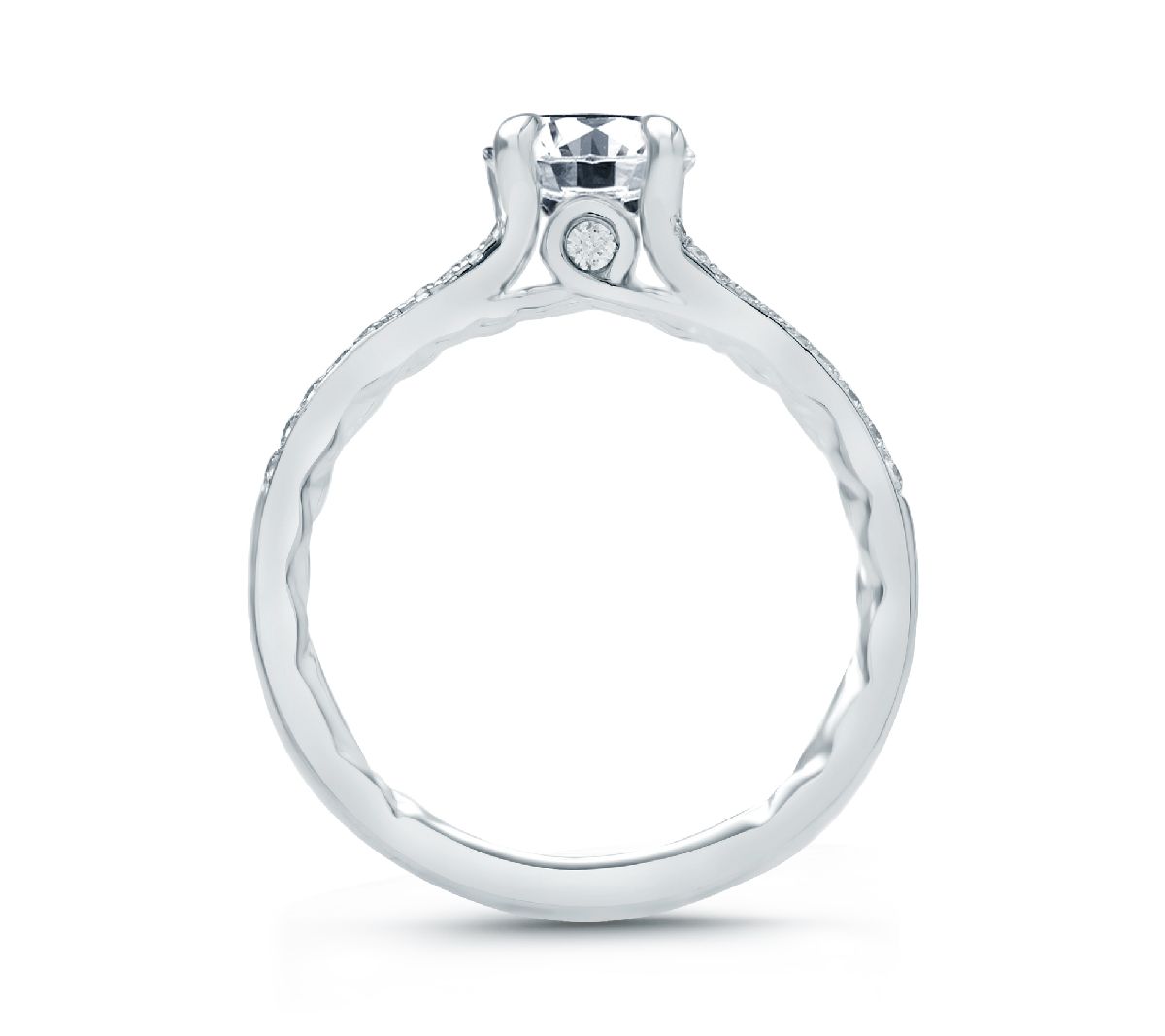 Platinum Micro Pave Quilted Engagement Ring Mounting