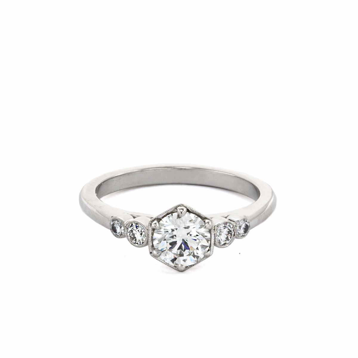 Roslyn Collection Platinum Hexagonal Set Engagement Ring Mounting