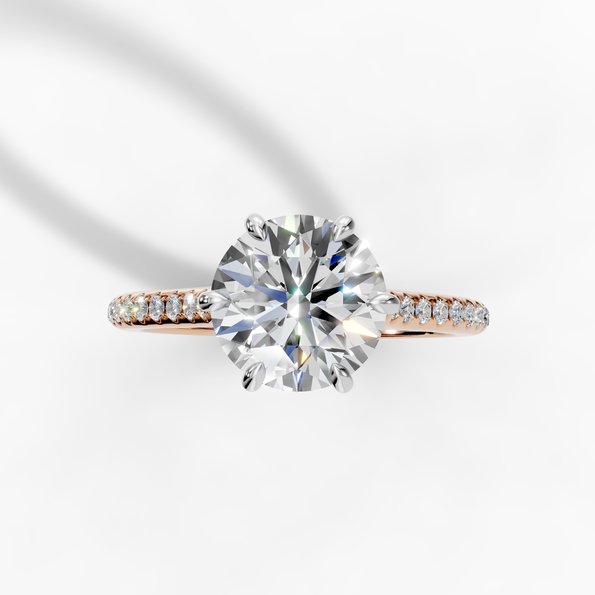 Petal Ring, 6 Prong Center Setting and Diamond Band