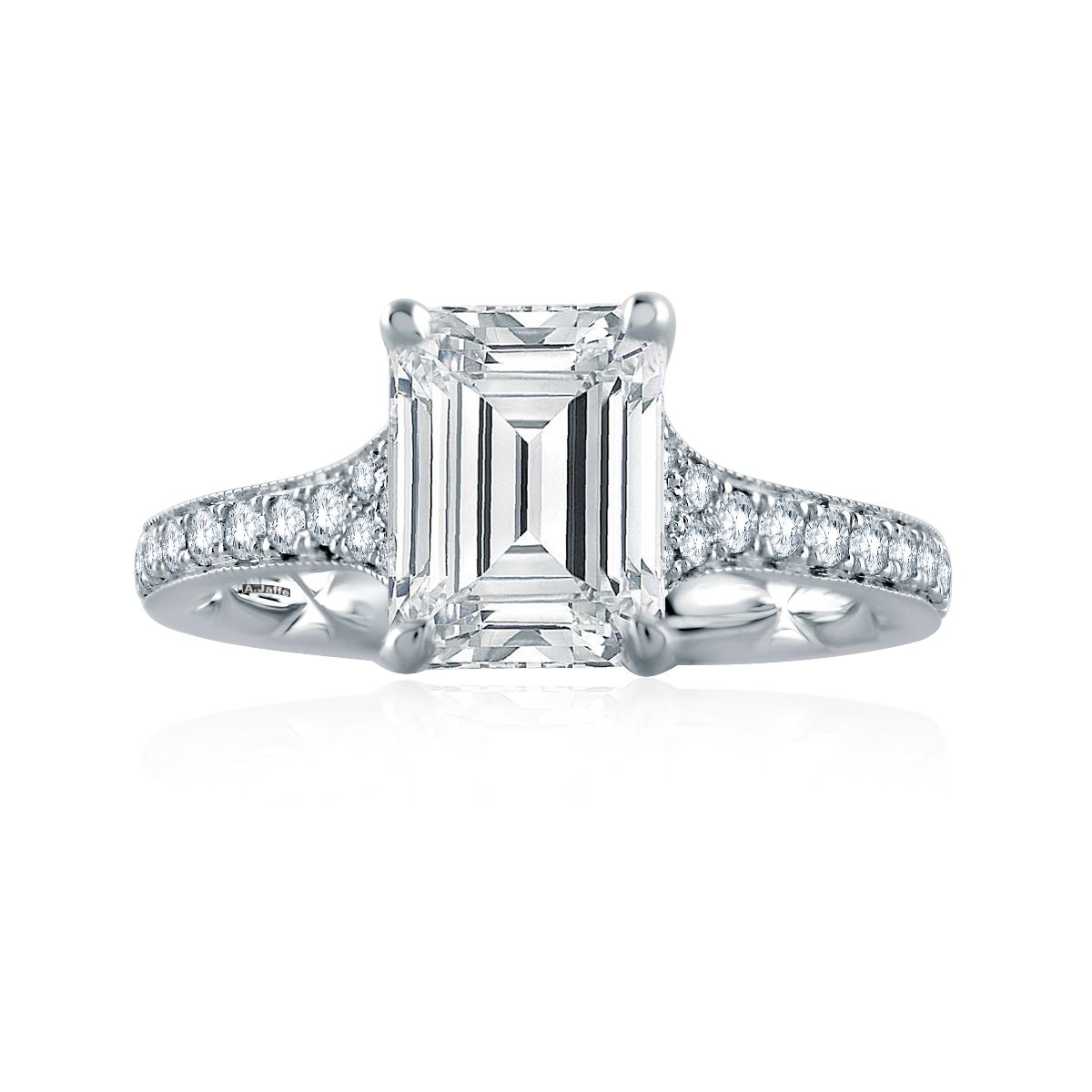 Platinum Art Deco Style Engagement Ring Mounting