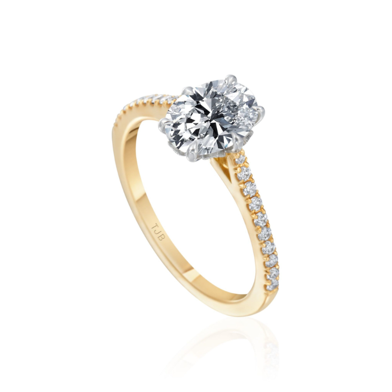 Roslyn Collection Gold Petal Half-Way Diamond Engagement Ring Mounting