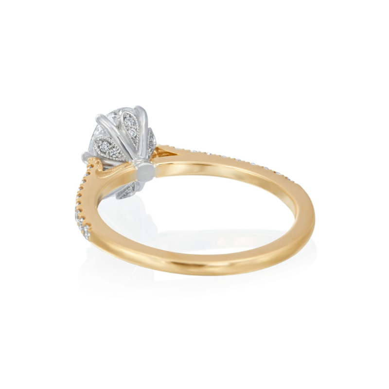 Roslyn Collection Gold Petal Half-Way Diamond Engagement Ring Mounting