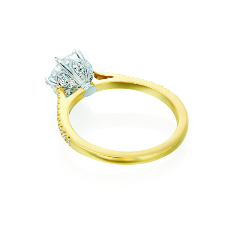 Roslyn Collection Gold Petal Half-Way Diamond Engagement Ring Mounting
