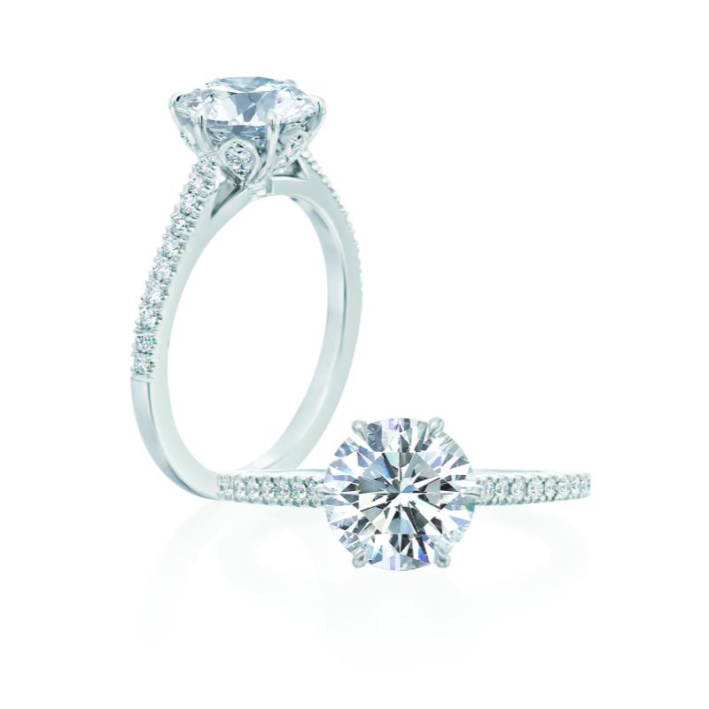 Roslyn Collection Gold Petal Half-Way Diamond Engagement Ring Mounting