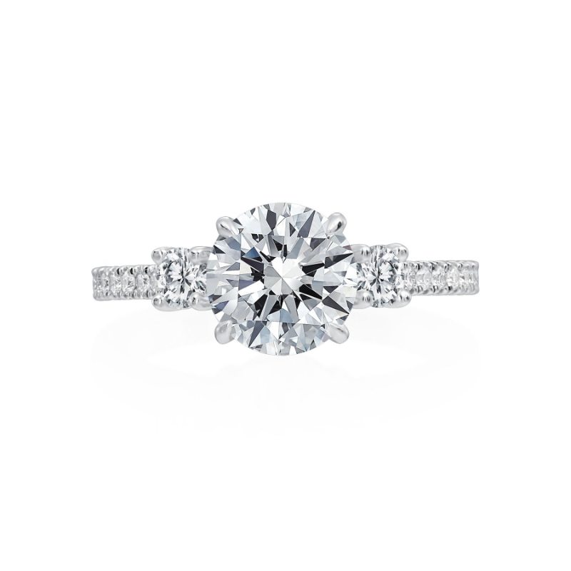 Roslyn Collection Platinum Diagon Three Stone Engagement Ring Mounting