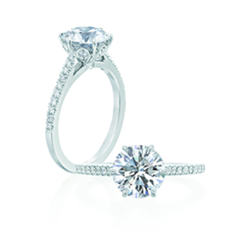 Roslyn Collection Platinum Petal Half-Way Diamond Engagement Ring Mounting