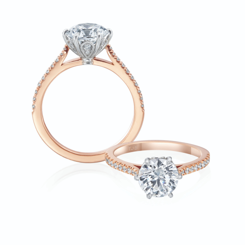 Roslyn Collection Platinum Petal Half-Way Diamond Engagement Ring Mounting