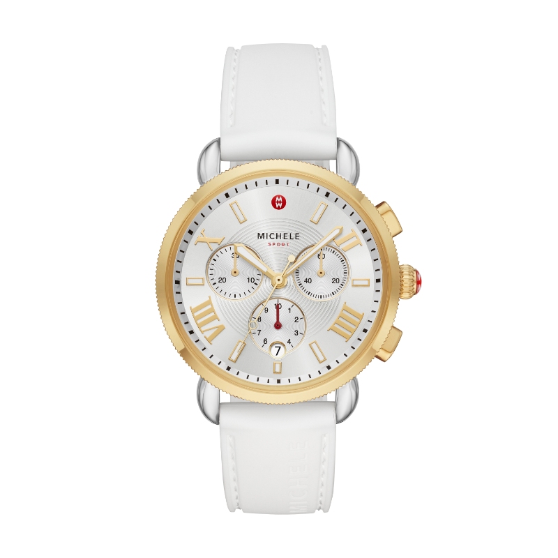 Sporty Sport Sail Chronograph in Two-Tone Stainless Steel with White Silicone Strap