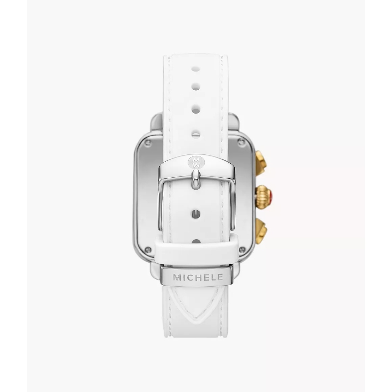 Deco Sport Chronograph Gold-Plated White Silicone Watch