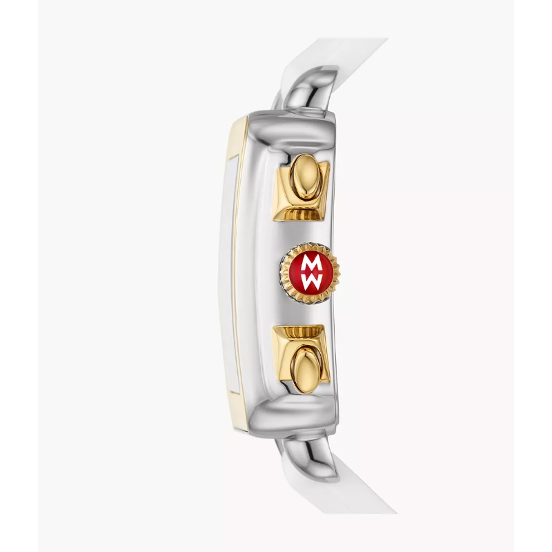 Deco Sport Chronograph Gold-Plated White Silicone Watch