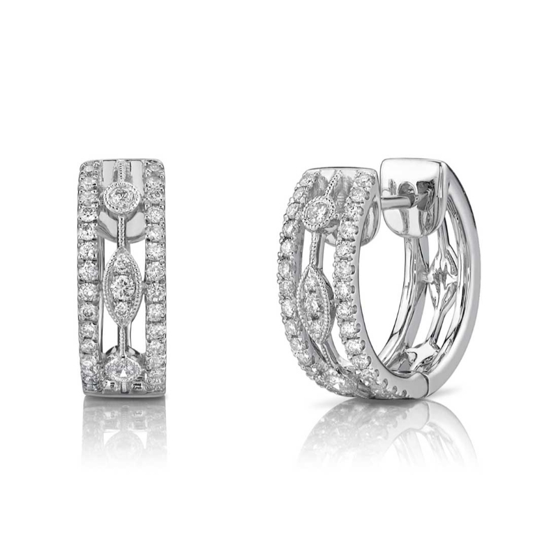 Marquise Diamond Hoop Earrings