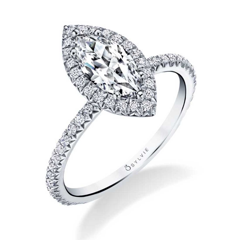 Marquise Classic Halo Engagement Ring - Vivian