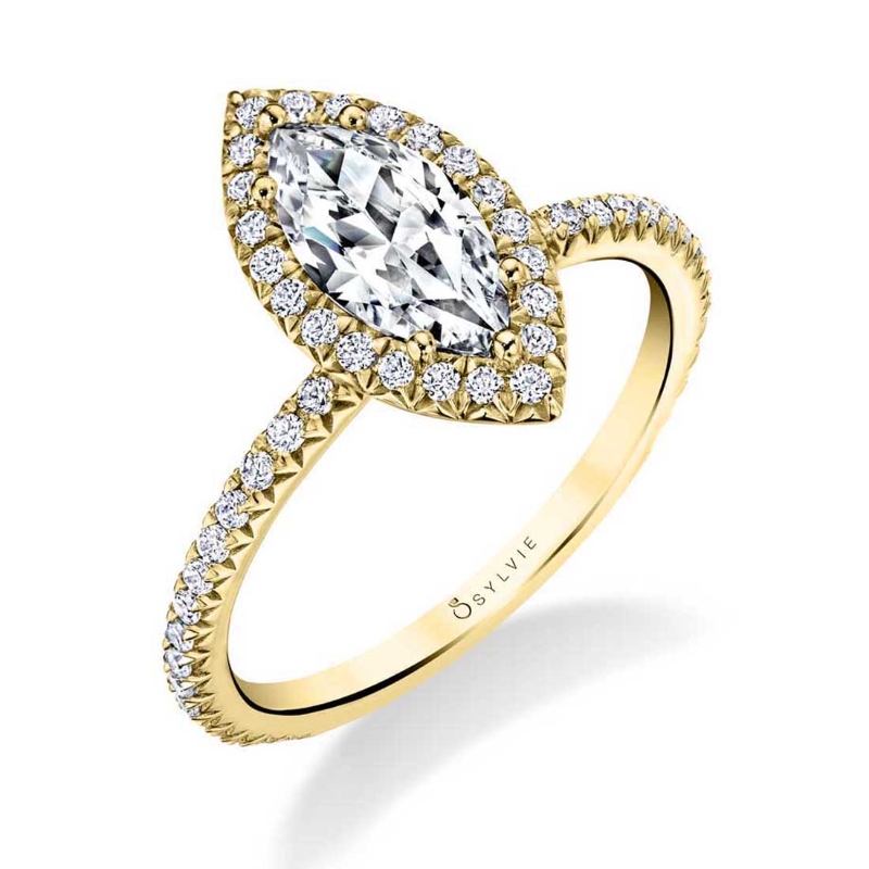 Marquise Classic Halo Engagement Ring - Vivian