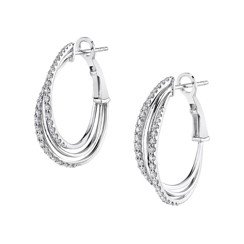 Modern Diamond Hoop Earrings