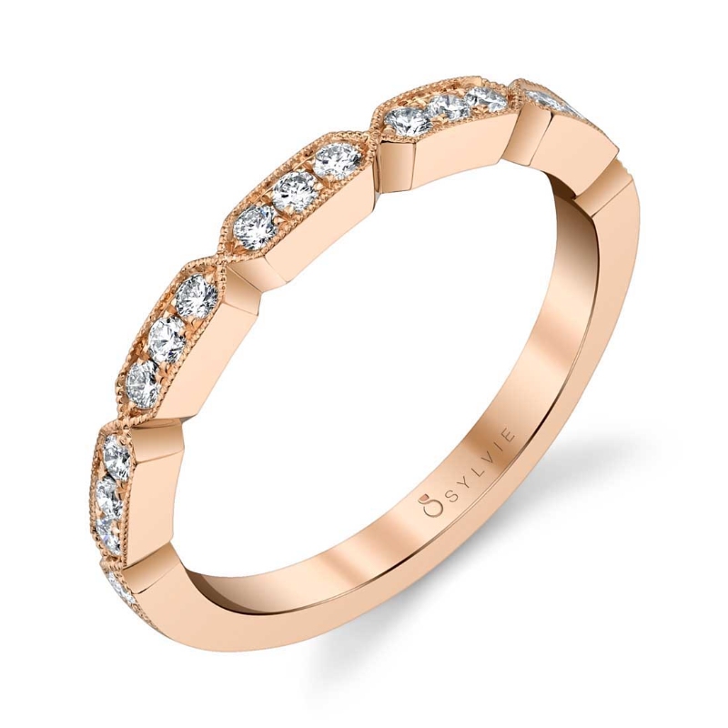 Modern Rose Gold Stackable Diamond Band - Michelle
