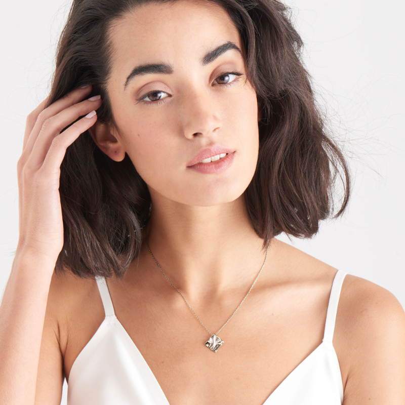 ANIA HAIE STERLING SILVER CRUSH SQUARE NECKLACE