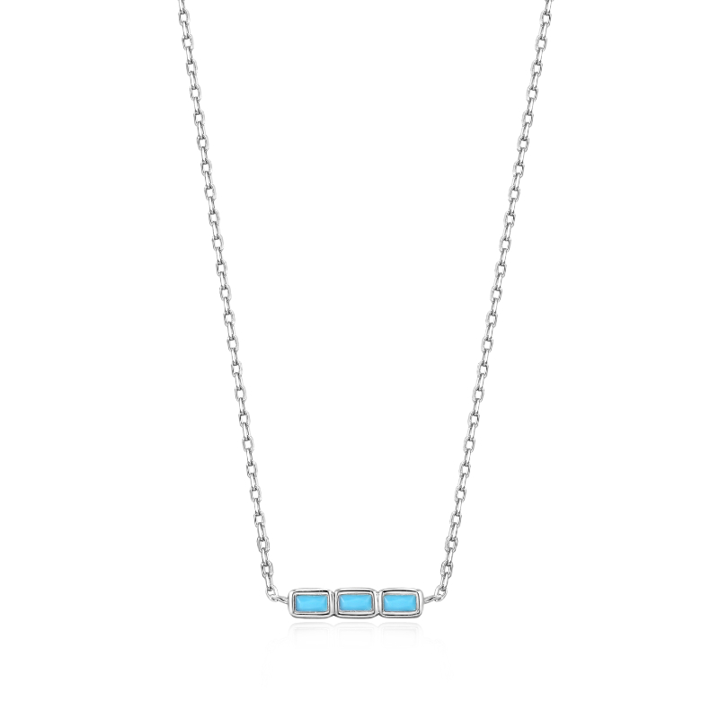 ANIA HAIE STERLING SILVER TURQUOISE BAR NECKALCE