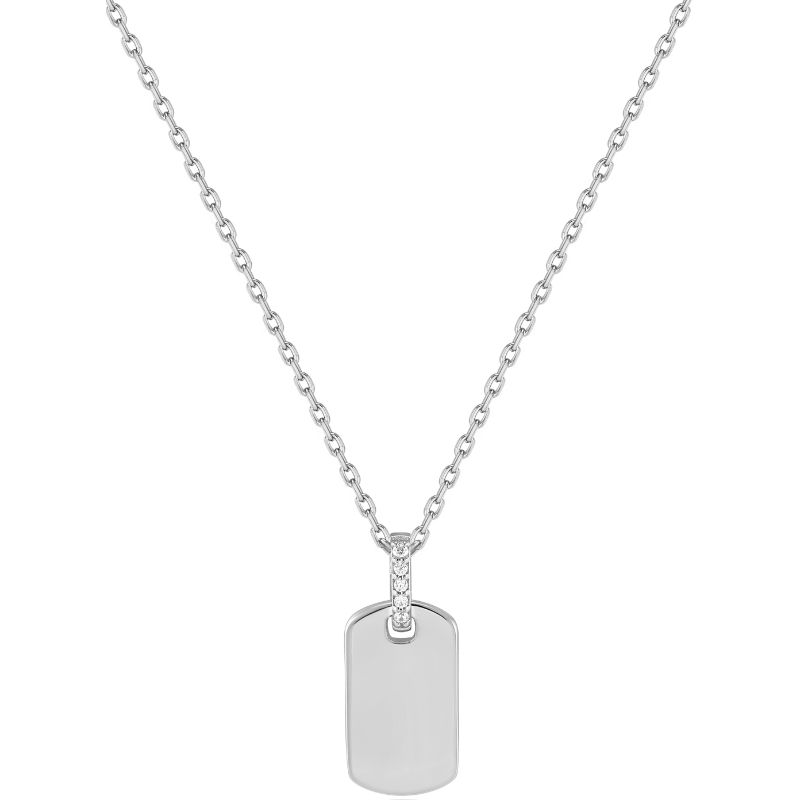 ANIA HAIE STERLING SILVER GLAM TAG PENDANT NECKLACE