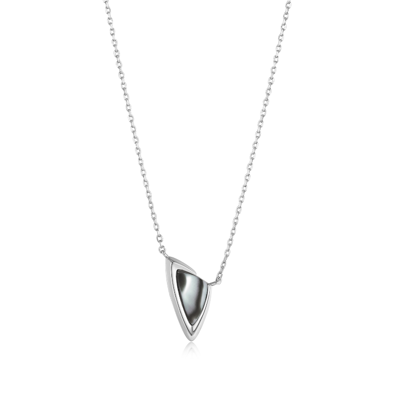 Silver Arrow Black Mother Of Pearl Pendant Necklace