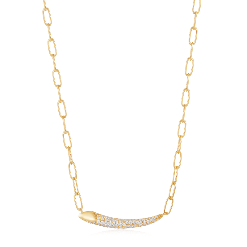 Gold Pav?Bar Chain Necklace