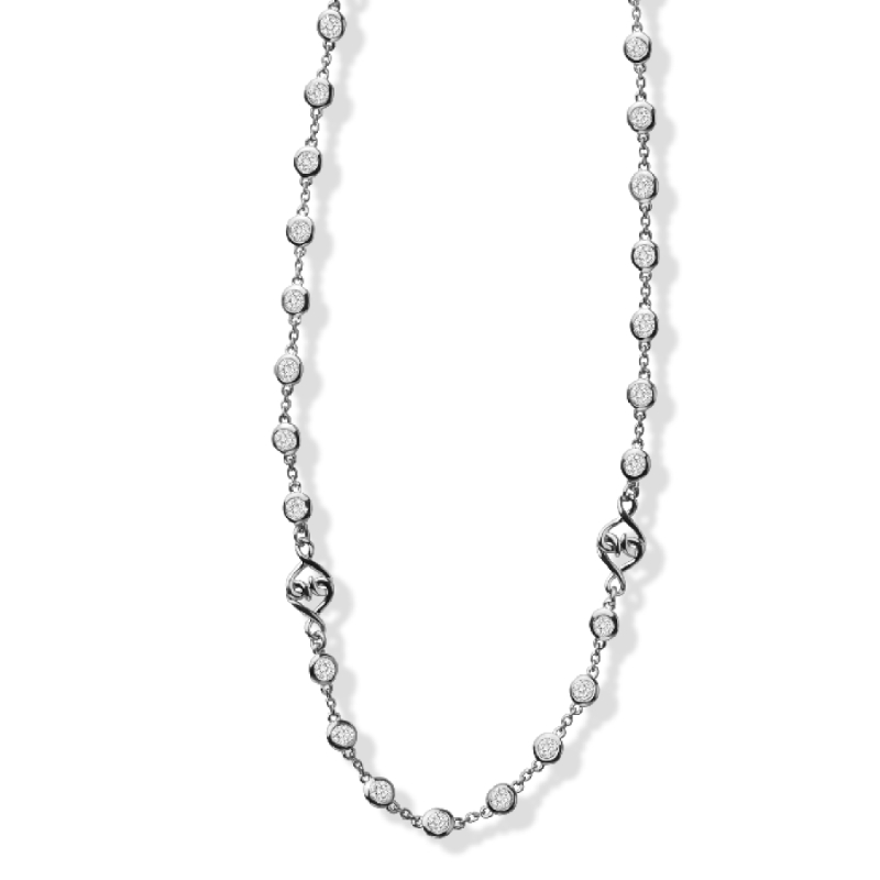 Sterling Silver White Sapphire Woven Hearts Necklace