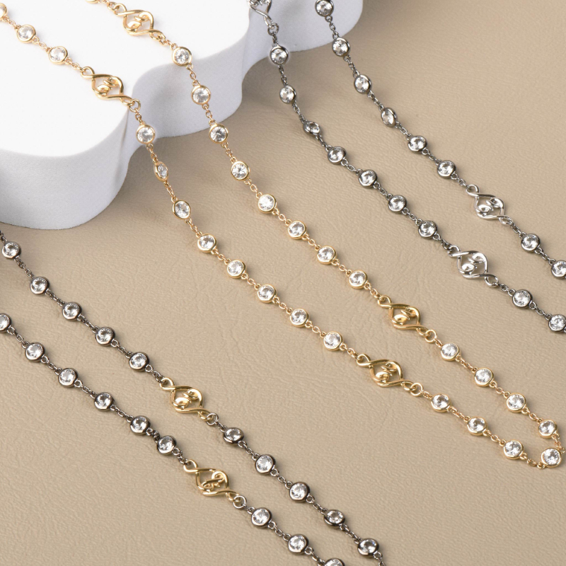 Sterling Silver 14K Solid Gold White Sapphire Woven Hearts Necklace