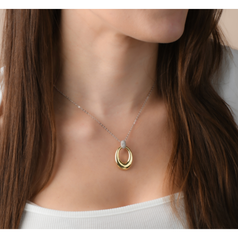 14K Solid Gold Sterling Silver White Sapphire Knocker Necklace