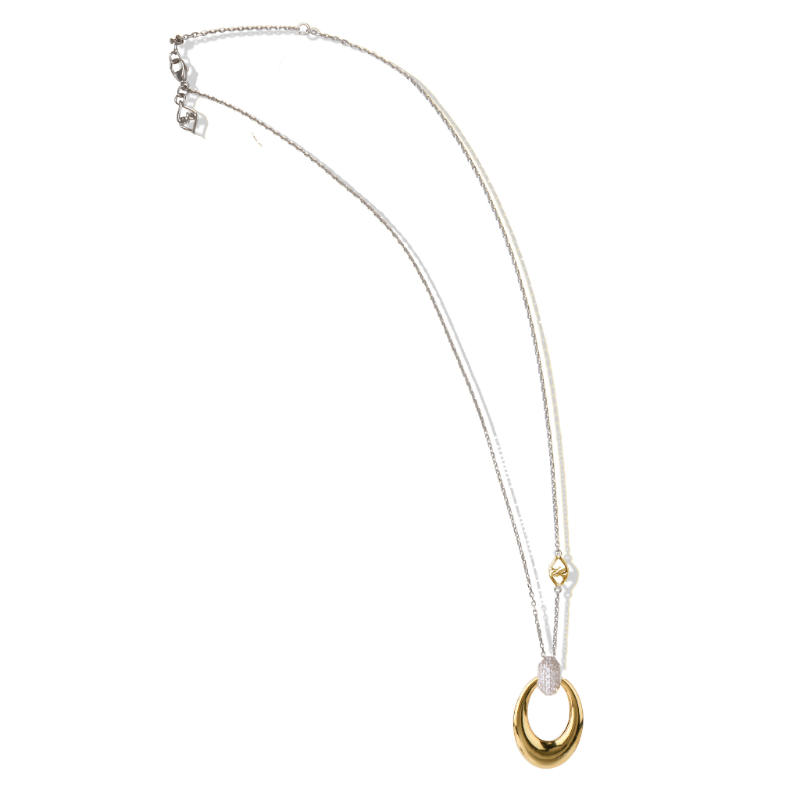 14K Solid Gold Sterling Silver White Sapphire Knocker Necklace