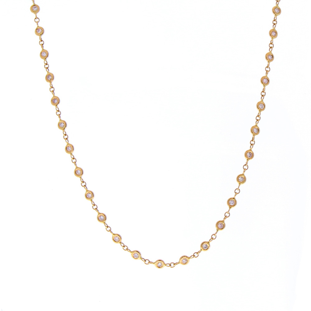 18K Rose Gold Diamond Gemstone Necklace