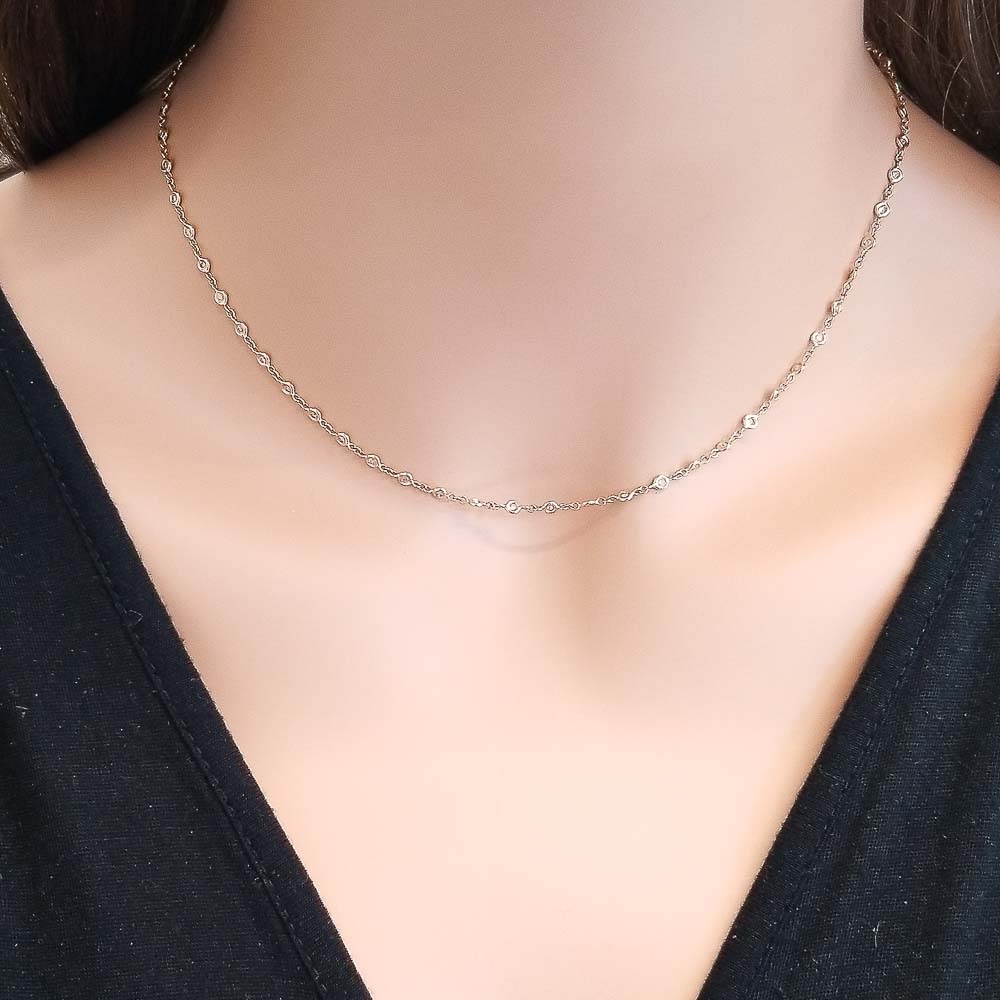 18K Rose Gold Diamond Gemstone Necklace