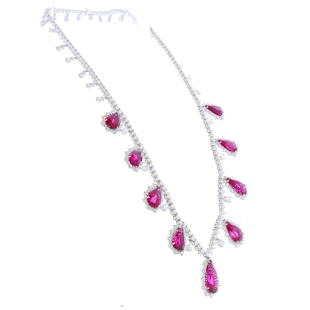 18K White Gold Tourmaline Gemstone Necklace