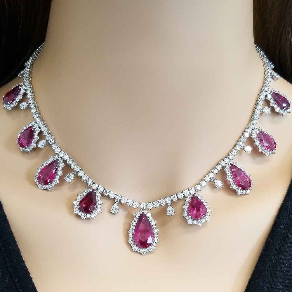 18K White Gold Tourmaline Gemstone Necklace