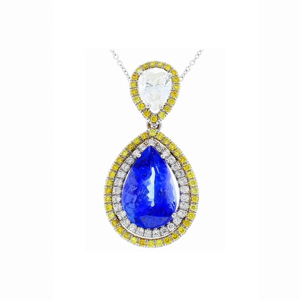 18K White Gold Tanzanite Gemstone Necklace