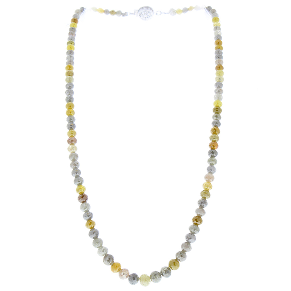 14K White Gold Diamond Gemstone Necklace