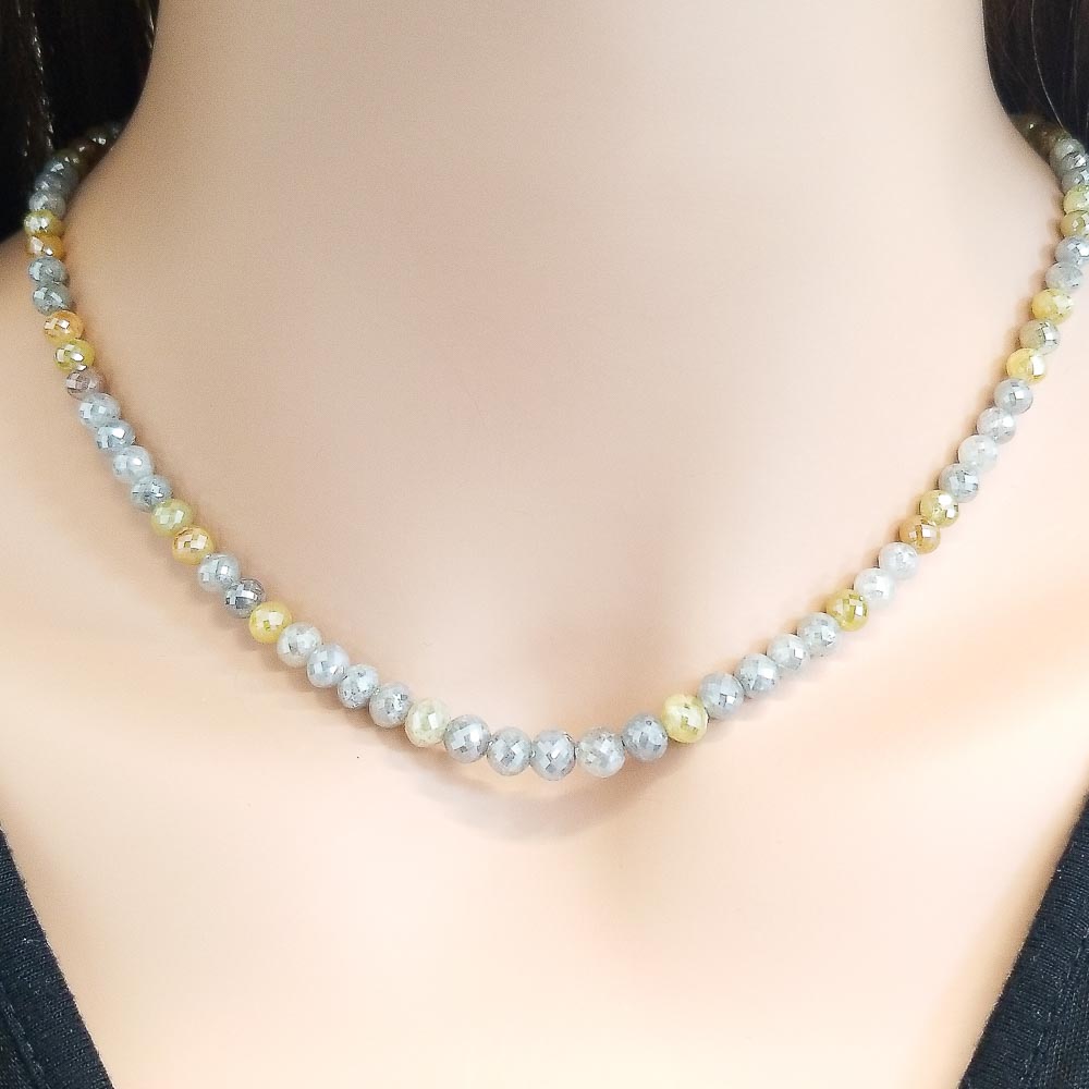 14K White Gold Diamond Gemstone Necklace