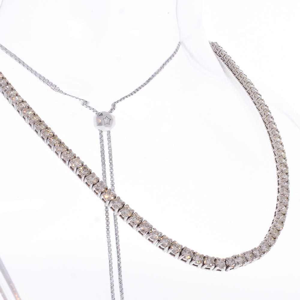 14K White Gold Diamond Gemstone Necklace