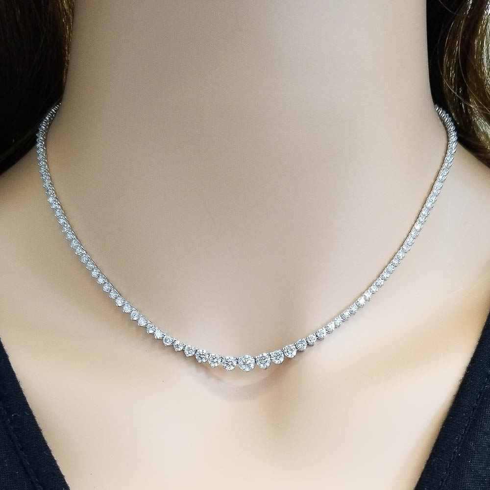 18K White Gold Diamond Gemstone Necklace