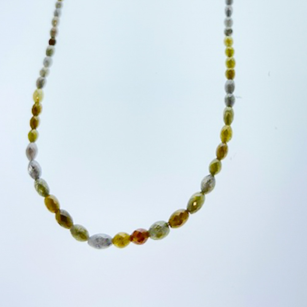 14K White Gold Diamond Gemstone Necklace