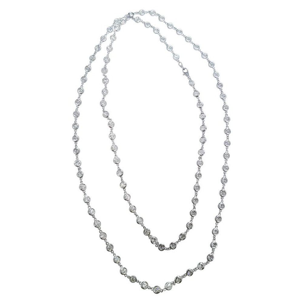 14K White Gold Diamond Gemstone Necklace