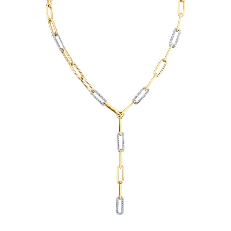 Diamond Paperclip Link Y-Necklace
