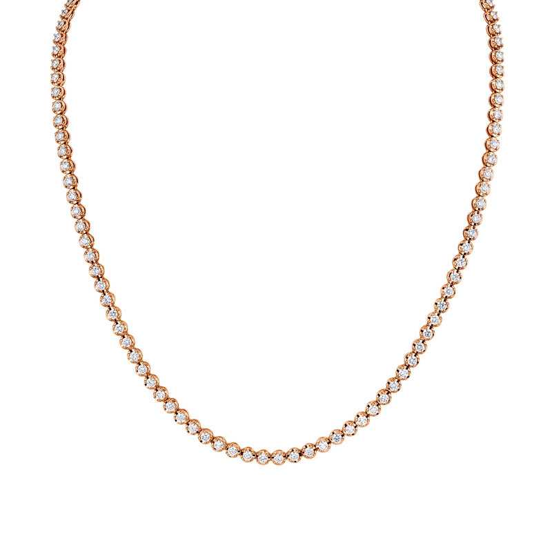 Bezel-Set Round Diamond Tennis Necklace